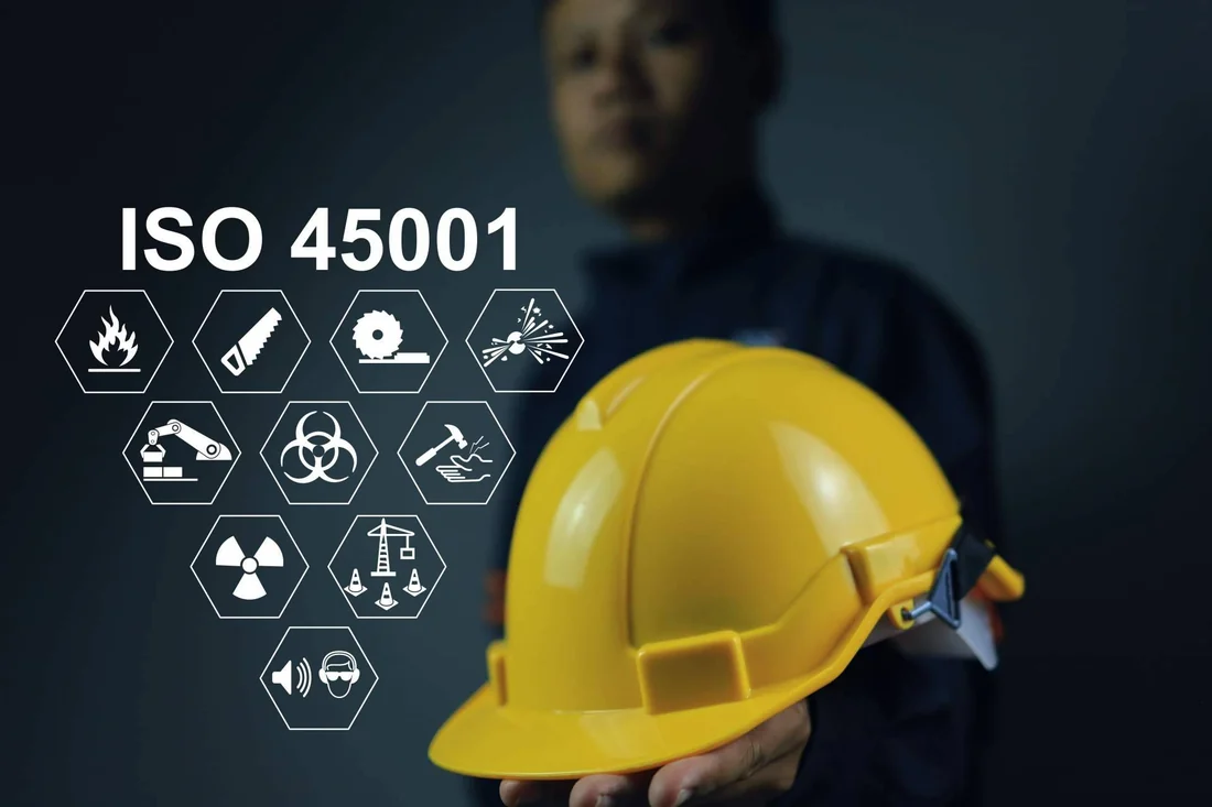 Visual for this record: ISO 45001 governs safety systems, not stage-specific hazards