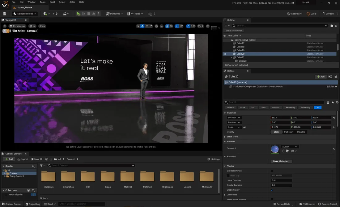 Visual published with the cited source for this record: Ross Video built Voyager on Unreal for broadcast AR graphics