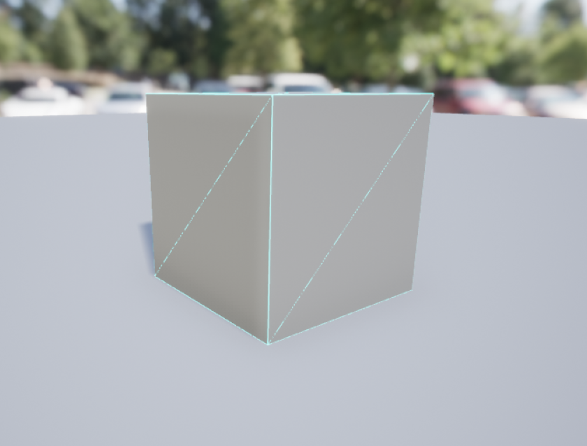 A simple cube scene shown inside Unreal Engine 4.